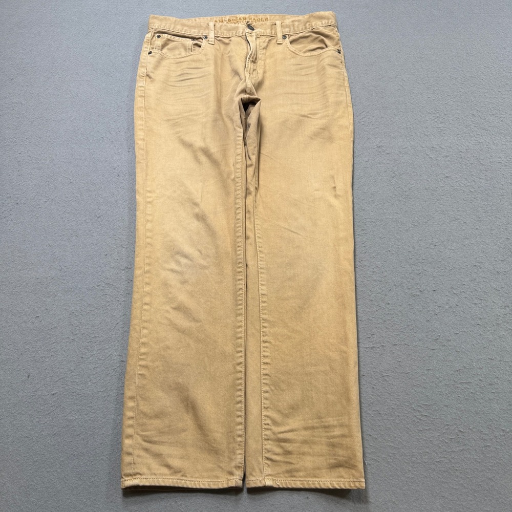 American Eagle Pants Men's 34x32 Tan Khaki Slim Fit Straight Leg Mid Rise Chinos